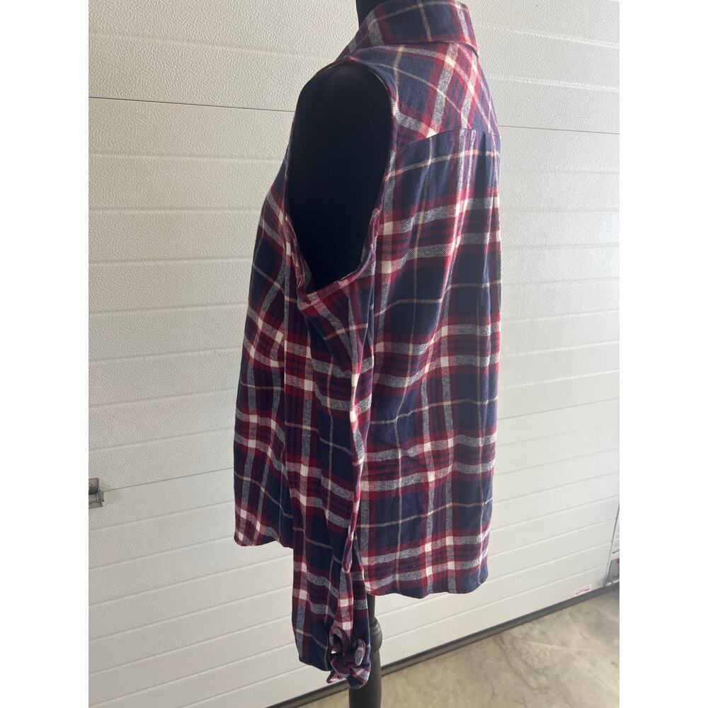 Mixed Threads Open Shoulder Flannel Button Down S… - image 2